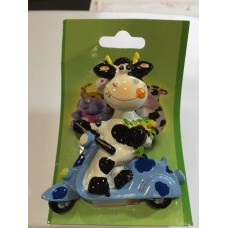 3D Cow on Scooter Magnet